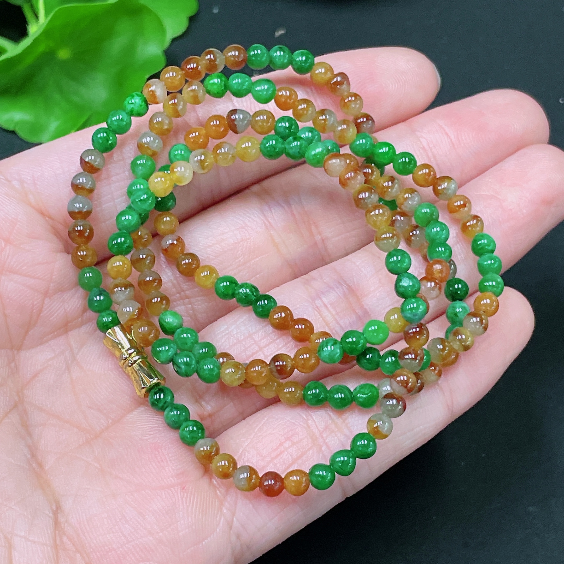 F33865689 Jadeite Bead Necklace Approx. 3.6mm Total Weight Approx. 14.13g Non-Gold Color Origin Undetermined