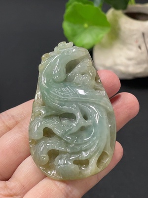 F35108733 Jadeite Phoenix Pendant Total Weight Approx. 35.2g