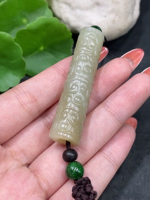 H34979326 Hetian Jade Pendant, Antique Style 55.2, Total Weight Approx. [Including String] 21.3g