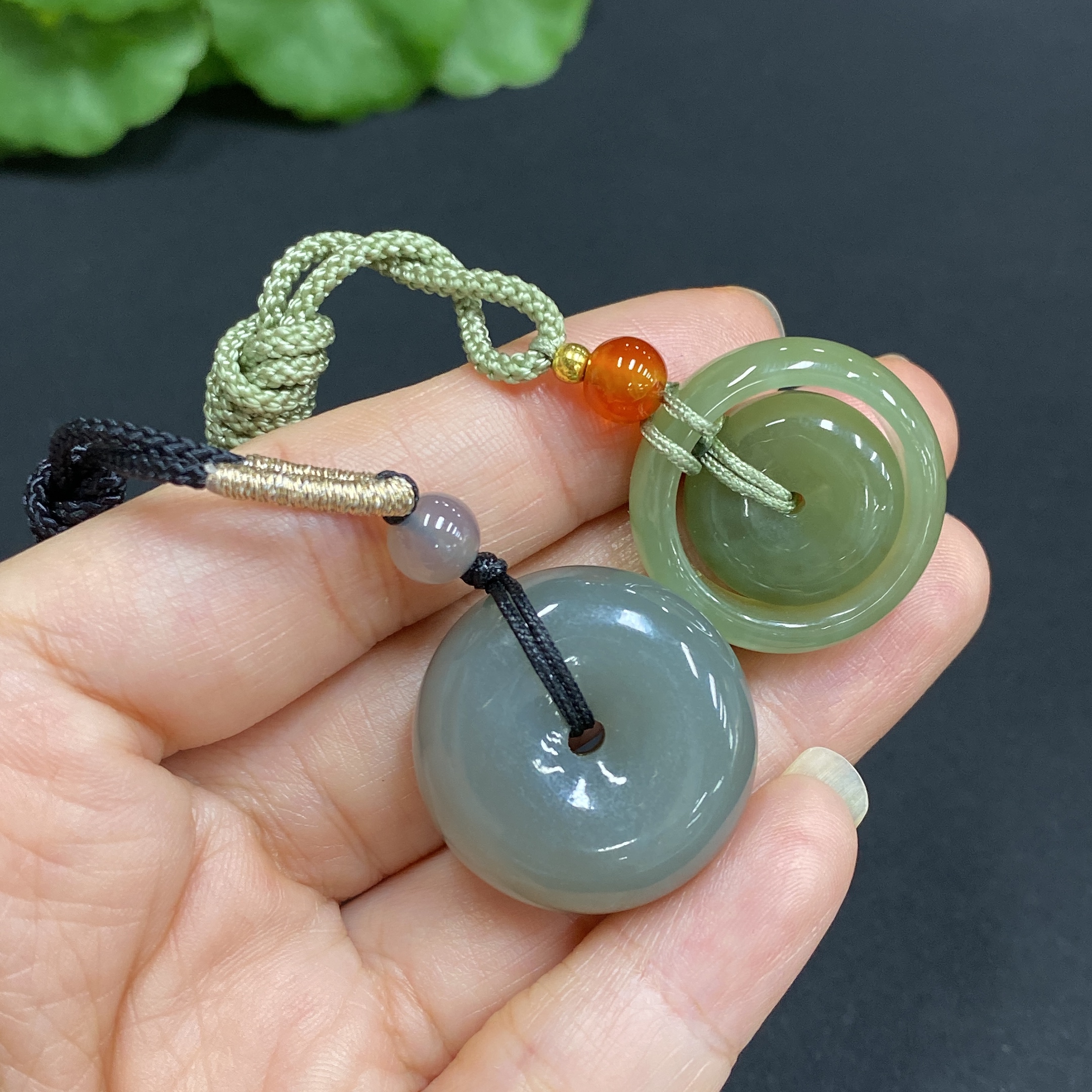 H34015336 Hetian Jade Pendant Mother-Child Buckle Peace Buckle