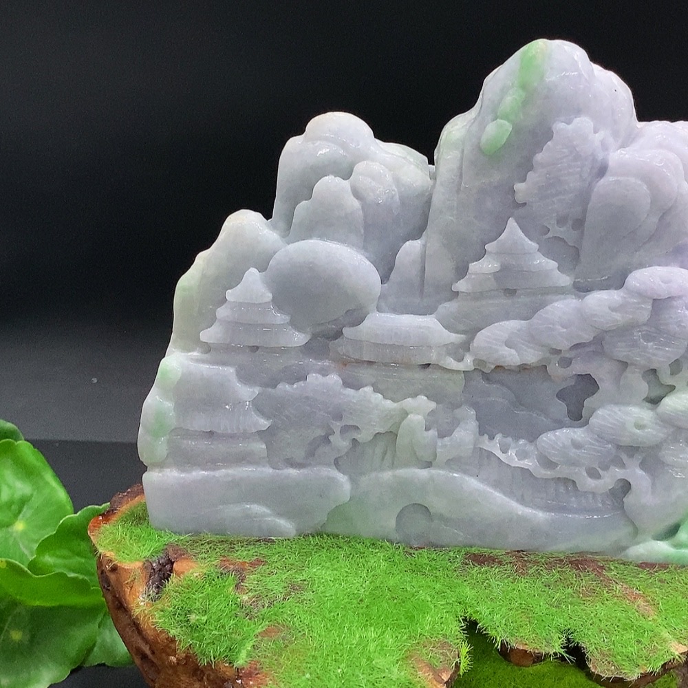 F35125229 Jadeite Landscape Ornament Total Weight Approx. 664.9g (including other mineral components)
