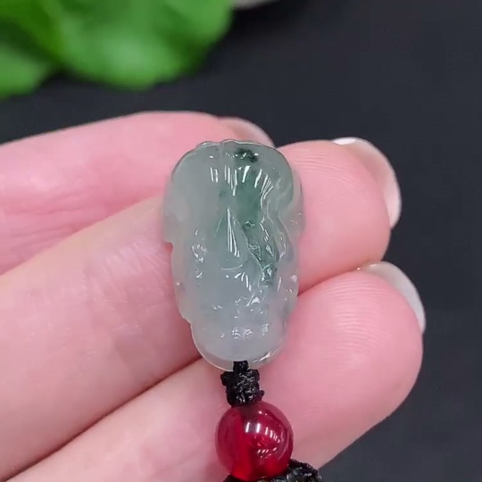 F34003234 Jadeite Pixiu Pendant Total Weight Approx. 4.4g (Including Rope Weight) Beads Not Jadeite