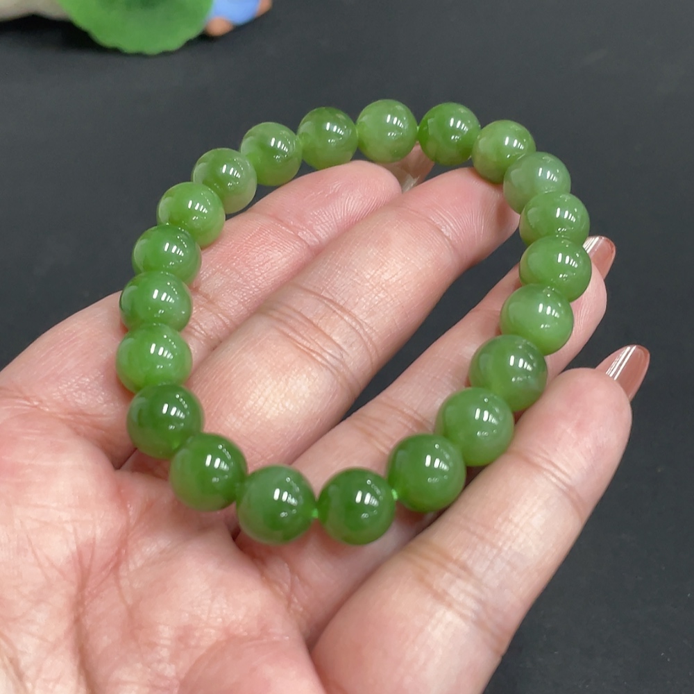 H35118190 Hetian Jade Jasper Bracelet, Approx. 9.2 mm, Total Weight Approx. 28.3g
