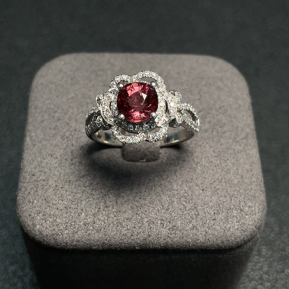 C34041080 Tourmaline Ring Non-Diamond PT950 Total Weight Approx.4.57g Size16.5 Stone6.4*6.3mm