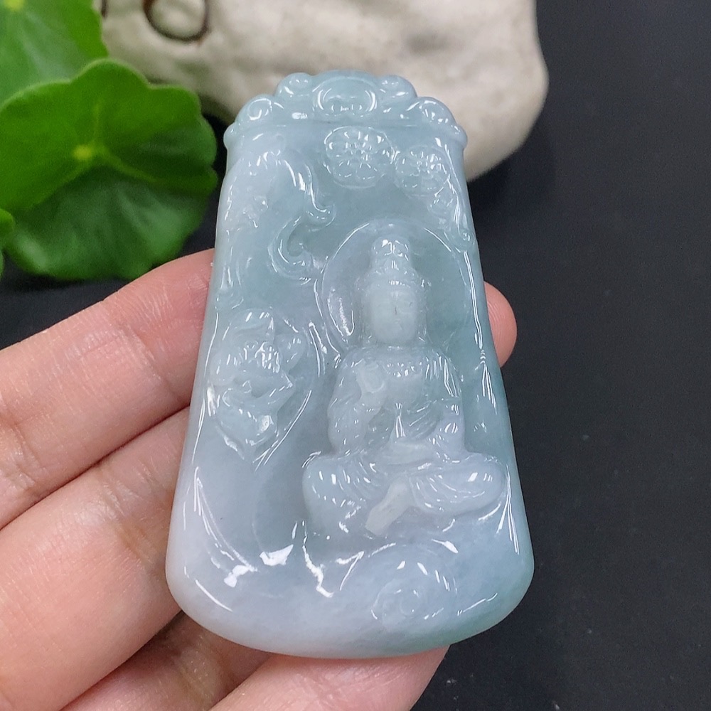 F35106879 Jadeite Guanyin Pendant, Total Weight Approx. 28g