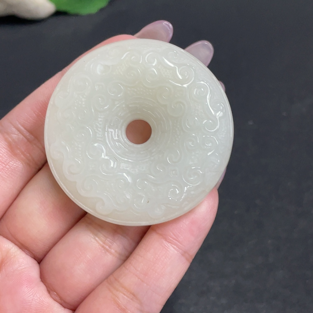 H34957171 Hetian Jade Pendant Antique Button Total Weight Approx. 44.3g