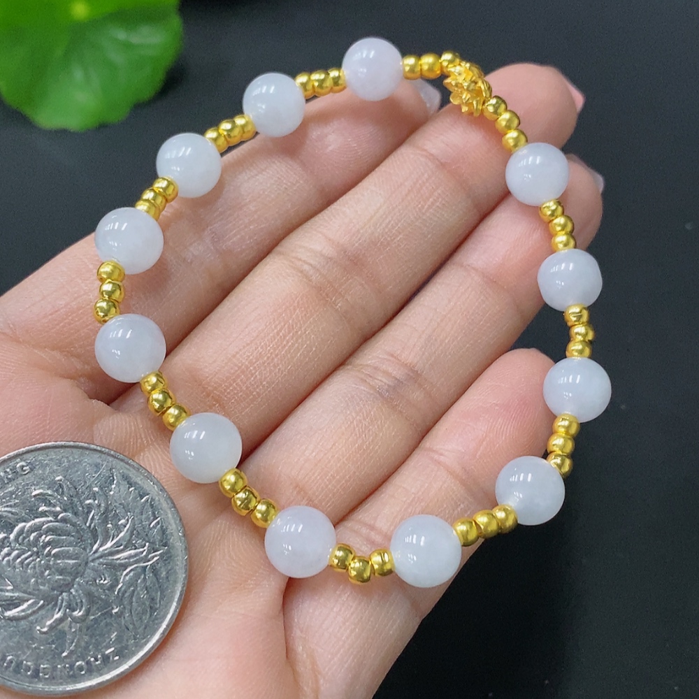 F26026829 JadeiteInlaid Bracelet Au99% Total Weight Approx. 8.6g