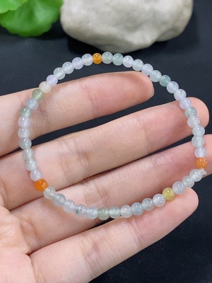 F46601248 翡翠手串 卡3.9mm左右 红珠非A  货品总重约4.56g