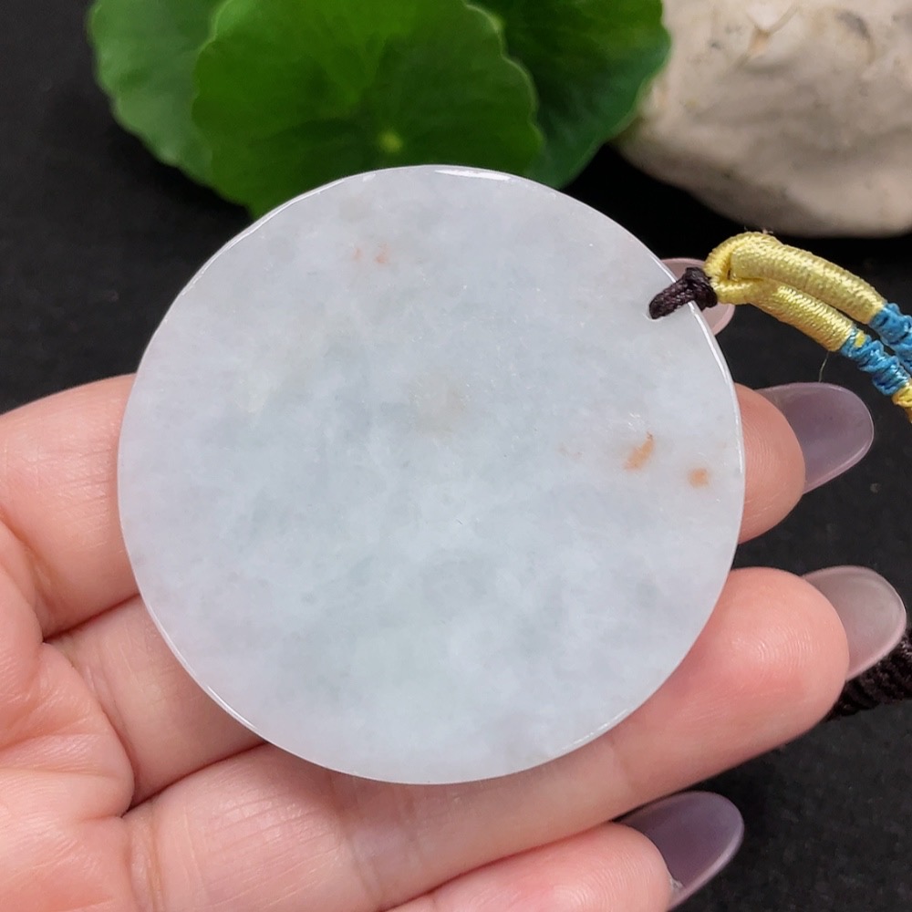 F34966150 Jadeite Flower and Bird Plaque Pendant