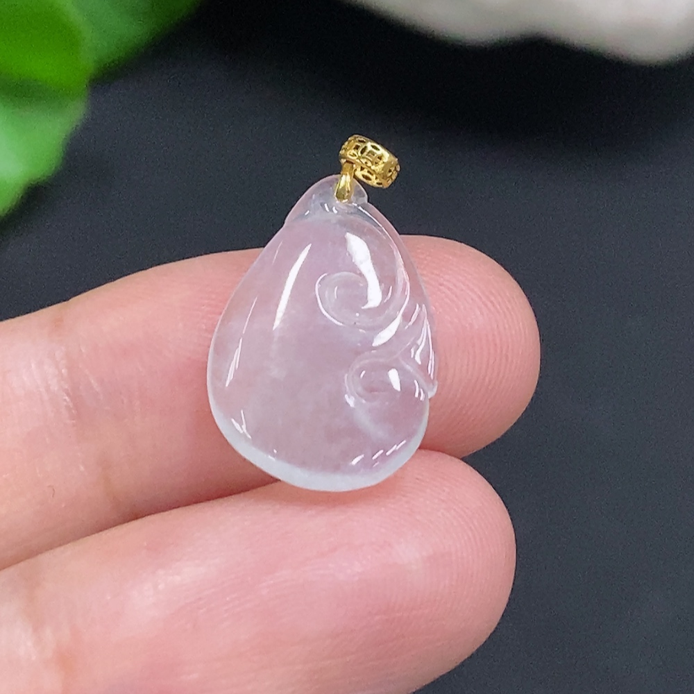 F31595597 JadeiteRuyi Pendant with 18K Gold Bezel, Total Weight Approx. 0.9g