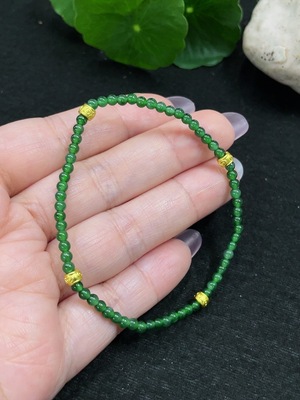F33918303 Jadeite Beaded Bracelet Approx. 3mm Beads Total Weight Approx. 3.5g Non-gold-inlaid
