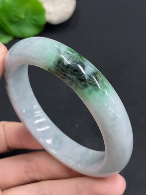 F30458487 Jadeite Round Bangle, Total Weight Approx. 61.3g, Size 57, Containing Other Minerals