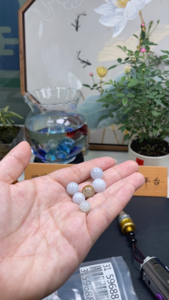 F31596885 Jadeite Beads Sell as a Lot (Color origin undetermined)