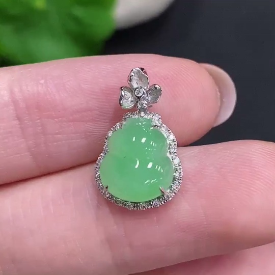 F34002951 Jadeite Gourd Inlaid Pendant 18k Gold Total Product Weight Approx. 1.19g Non-Diamond