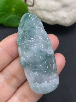 F33856600 Jadeite God of Wealth Pendant, Total Weight Approximately 16g
