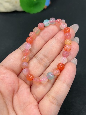 H40795220 盐源玛瑙手串 卡6.2mm左右 货品总重约10g 仅红色