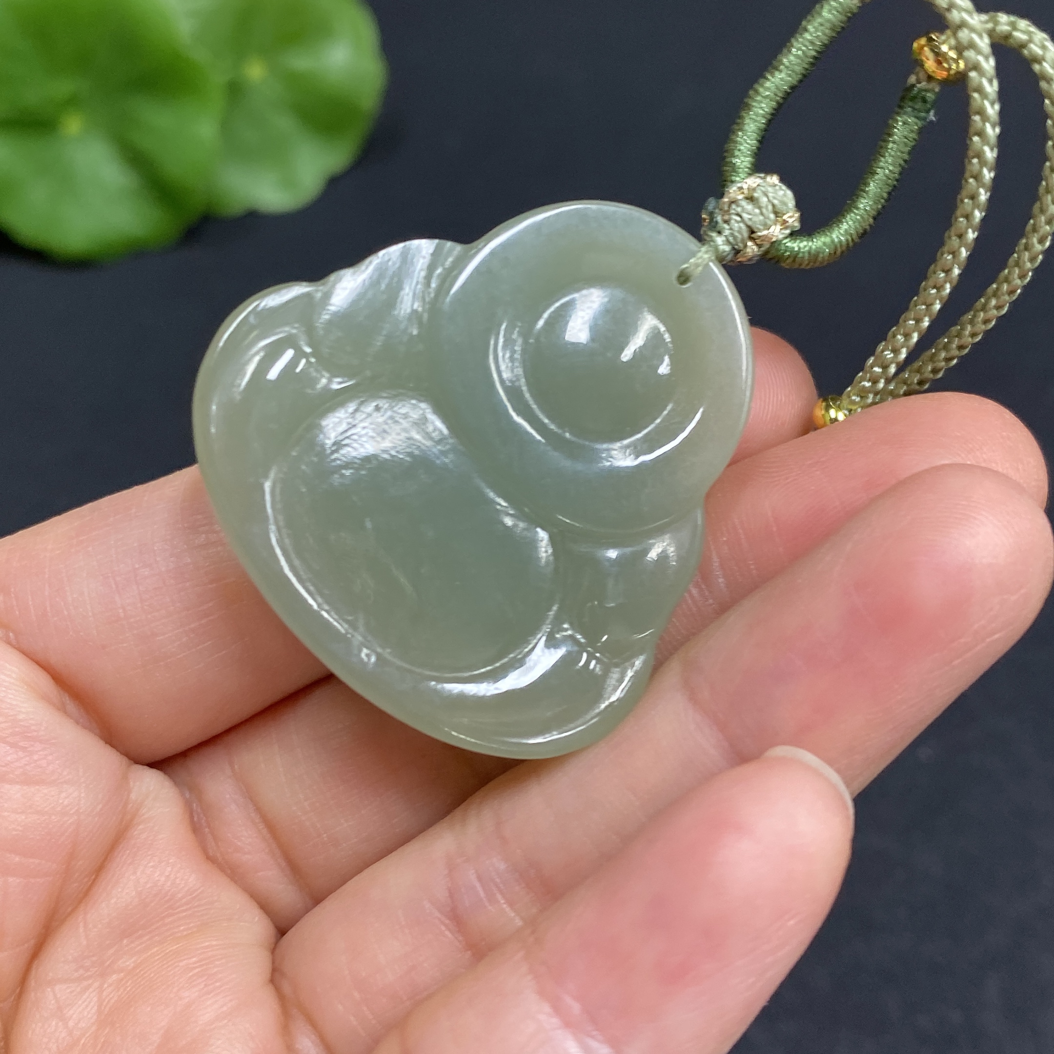 H32702854 Hetian Jade Pendant Buddha Total Weight (including rope) approx. 18g
