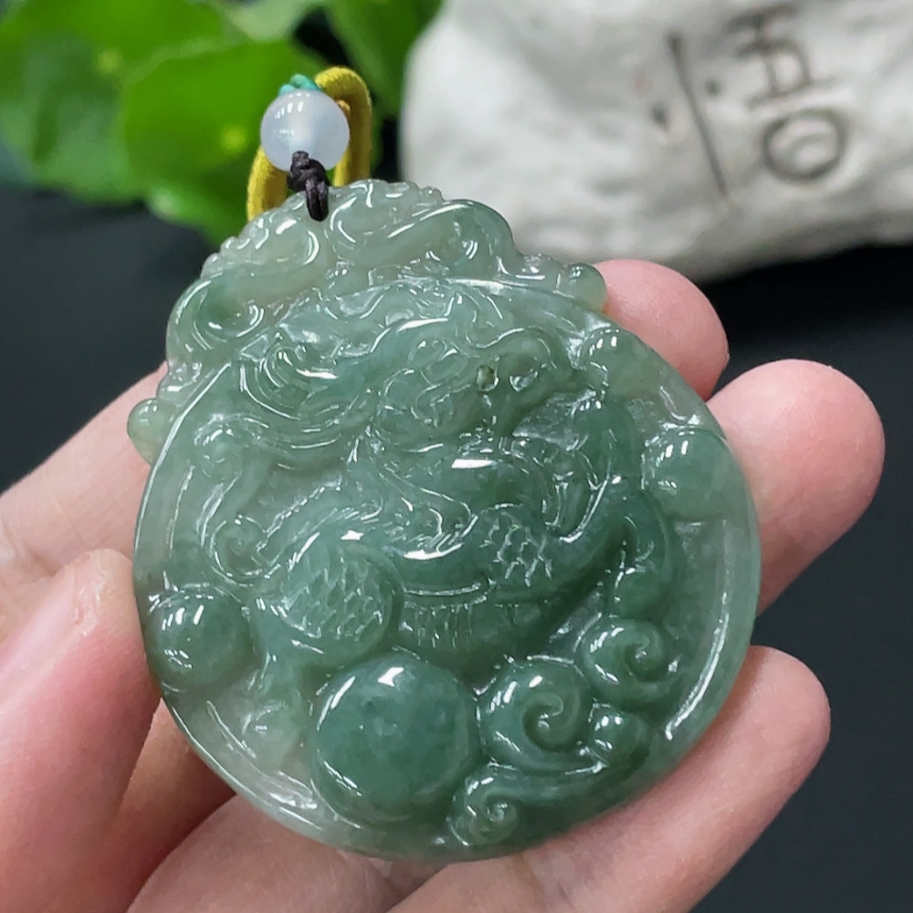 F34076786 Jadeite Kylin Pendant Total Weight Approx. 25.7g with Non-Type A Beads