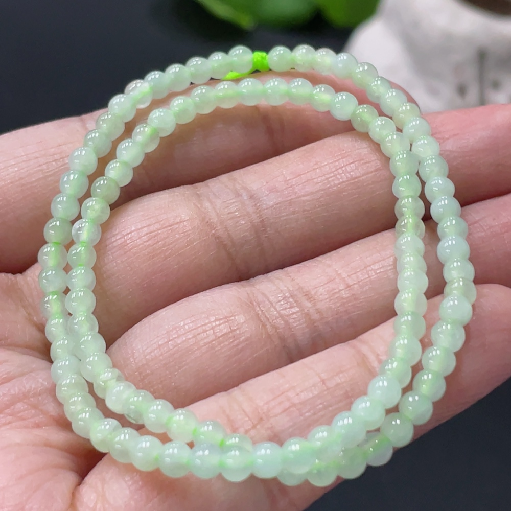 F33837129 JadeiteBeaded Bracelet Approx.3.3mm Total Weight About 6.56g