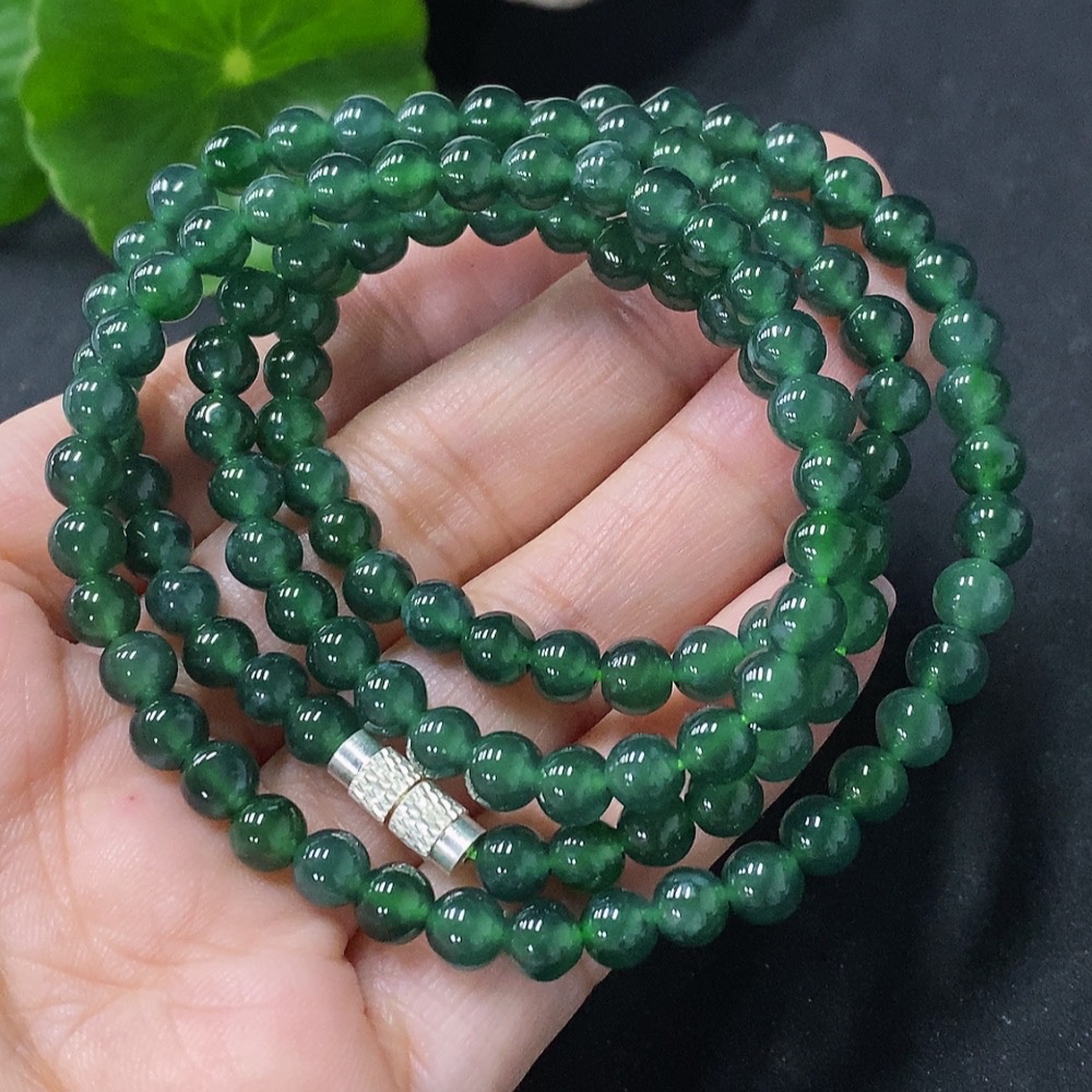 F35116650 Jadeite Bead Necklace Approx. 5.2mm Non-Gold Total Weight Approx. 27.44g