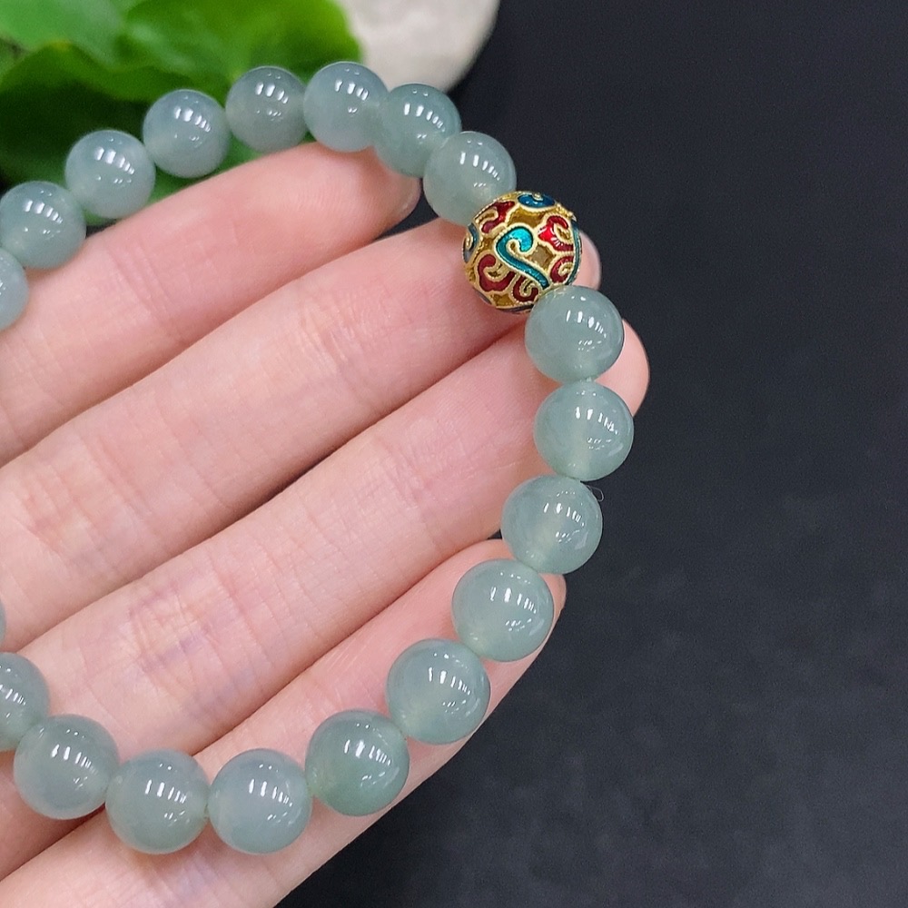 F35123958 Jadeite Bracelet Non-Gold Inlaid Total Weight Approx. 21.1g Size About 7.8mm