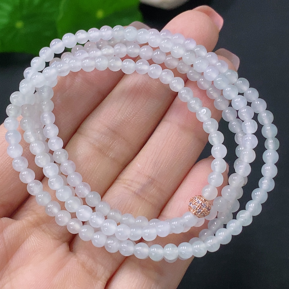 F27052029 Jadeite Bead Necklace Approx. 3.6mm Total Weight Approx. 13.47g