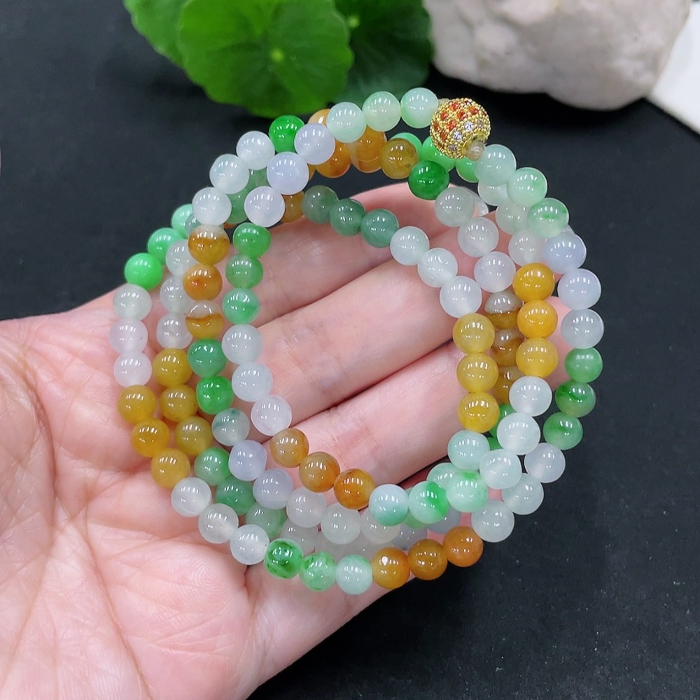 F31580531 Jadeite Beaded Necklace Approx. 6.2mm Total Weight Approx. 43.7g Non-gold Inlaid Color Origin Undetermined