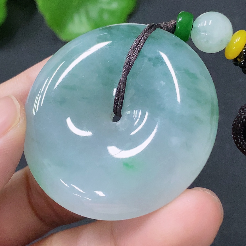 F33848755 Jadeite Pendant Peace Knot Total Weight Approx. 32.86g Including String Non-Grade A Beads