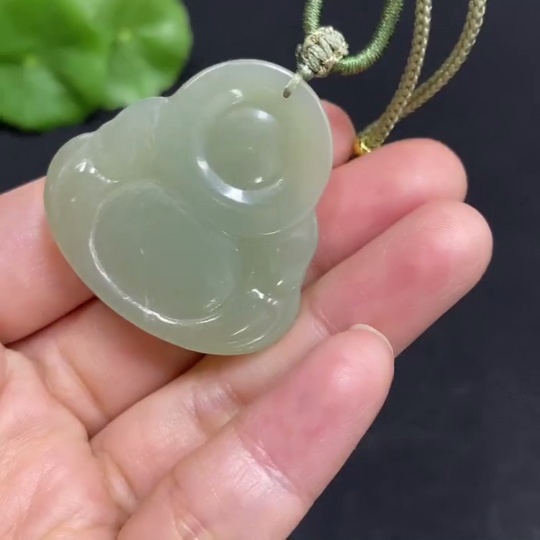 H32702854 Hetian Jade Pendant Buddha Total Weight (including rope) approx. 18g
