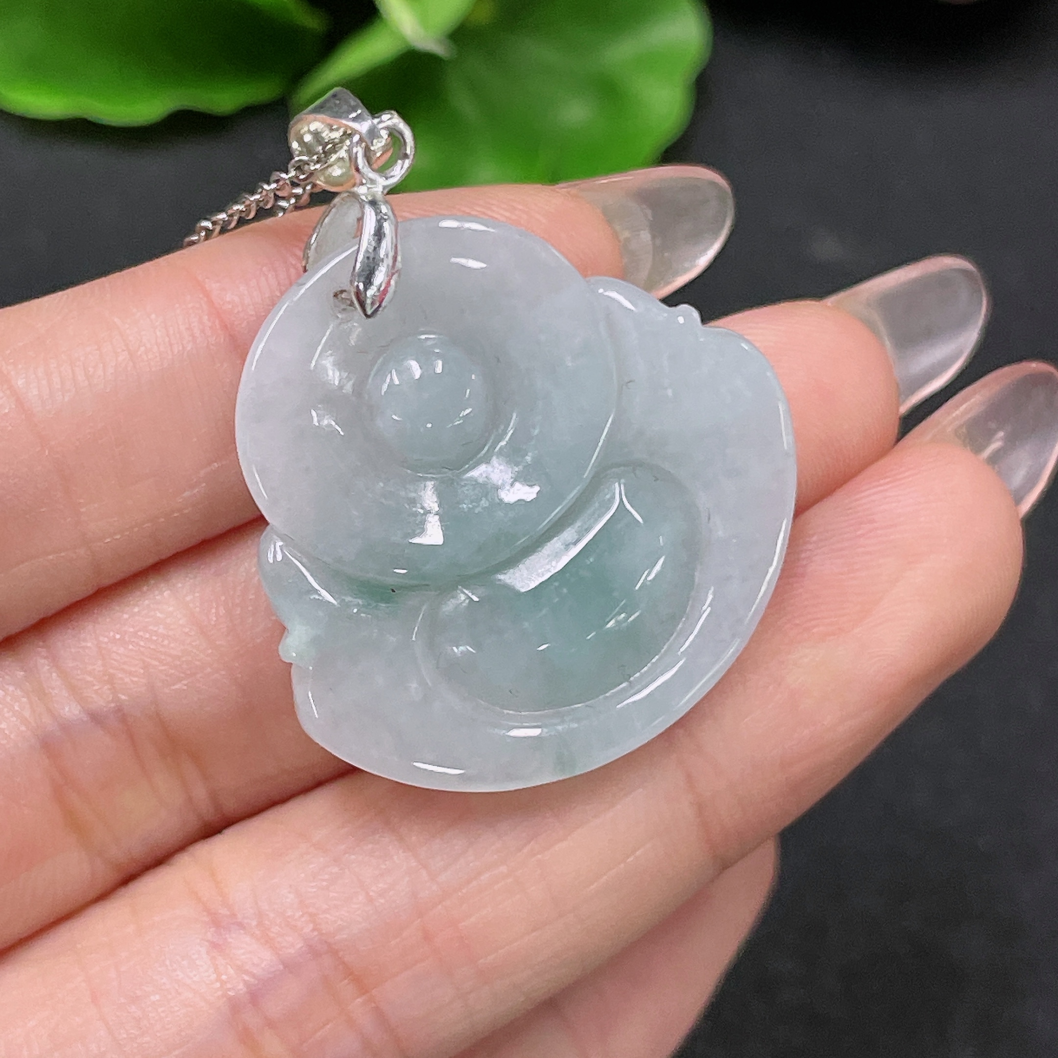 F34047103 Jadeite Pendant Buddha Non-Gold with Chain Total Weight Approx. 11.34g