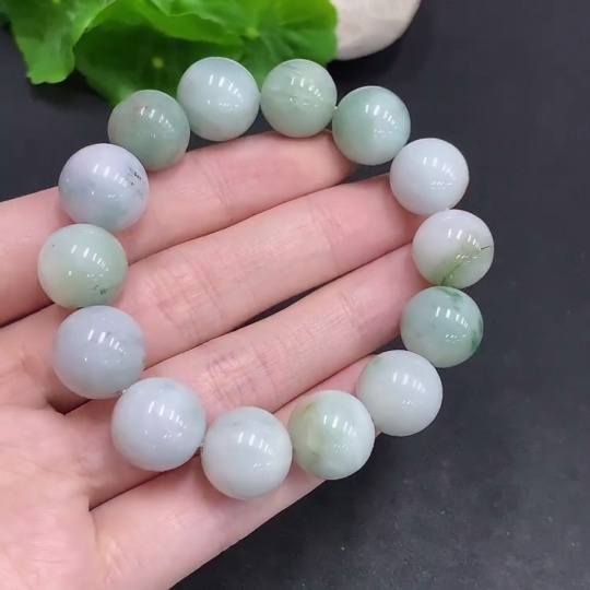 F35124108 Jadeite Beads Total Weight Approx. 57g Size 13.5mm Contains Small Amount Colored Polishing Powder
