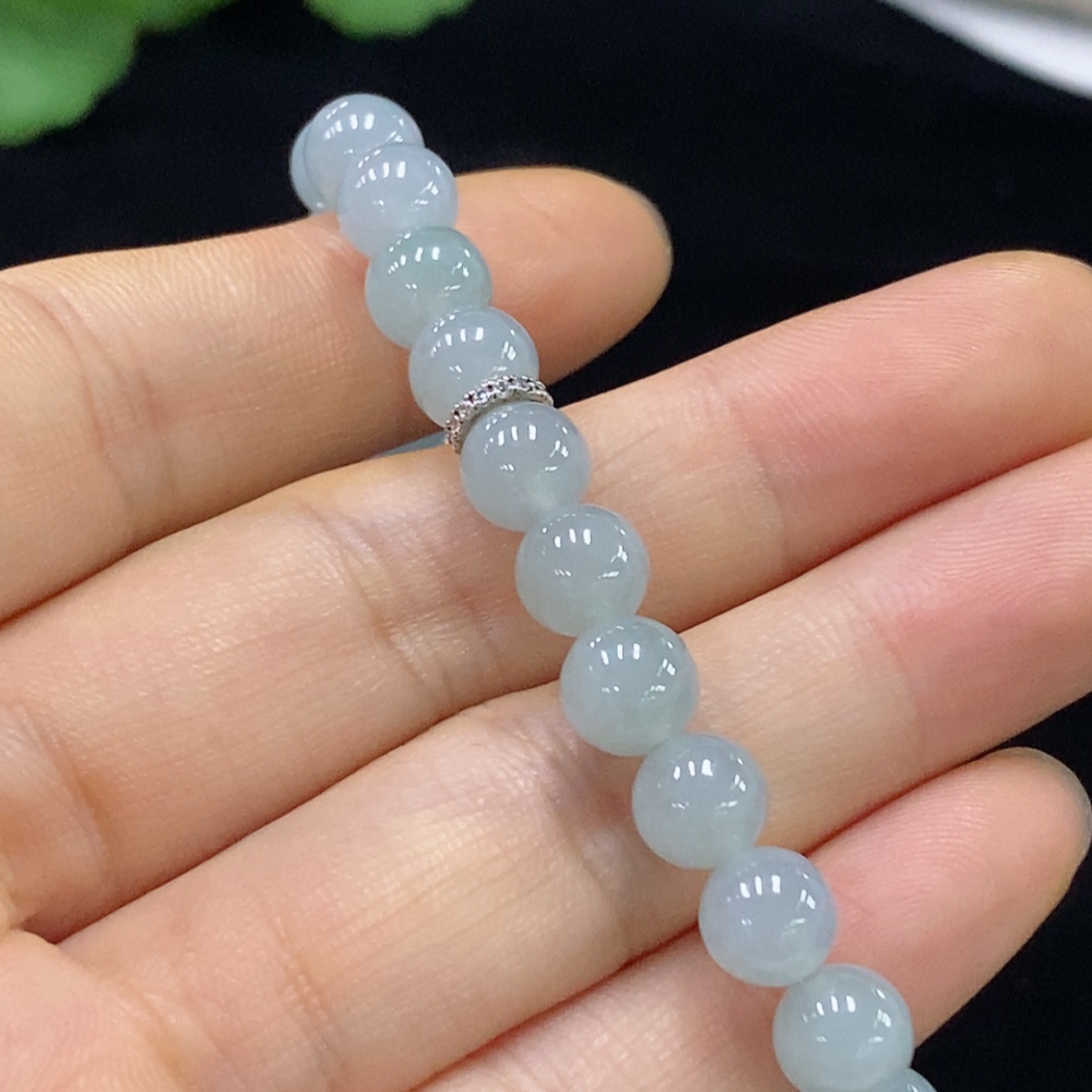 F32749638 JadeiteBead Bracelet Approx. 7mm Total Weight About 15.77g Non-Gold