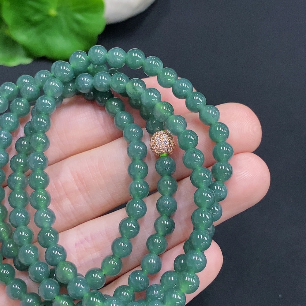 F30543513 Jadeite Bead Necklace, Non-Gold Setting, Approx. 4.7mm, Total Weight Approx. 26.8g