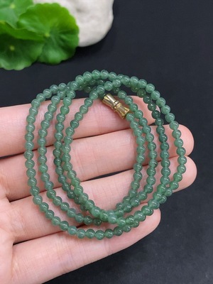 F35123960 Jadeite bead necklace, non-gold inlaid, total weight approximately 13.1g, bead size about 3.3mm