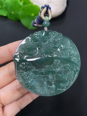 F41934695 翡翠挂件龙行天下 货品总约重 含绳29.8g