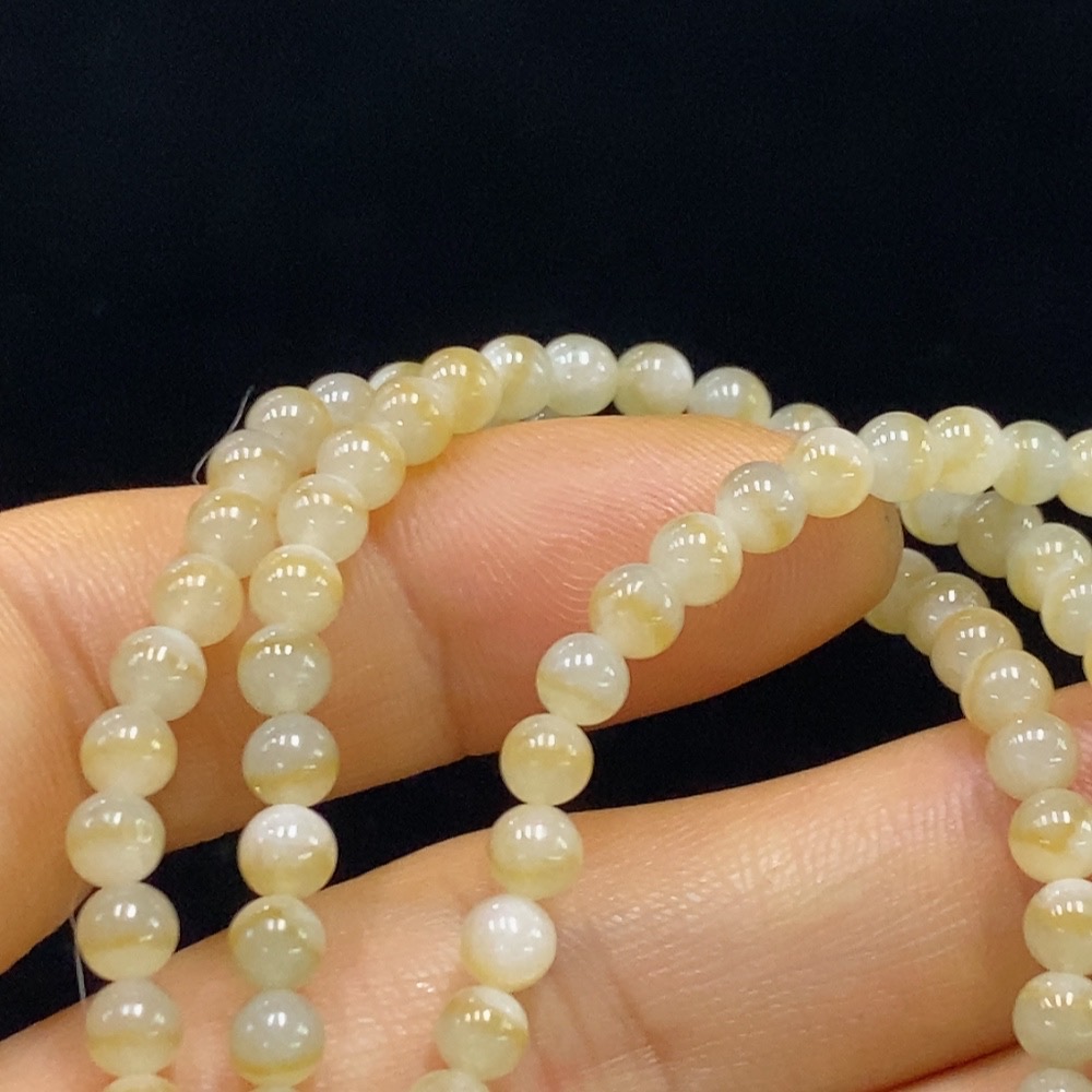 F34024102 Jadeite Beaded Necklace Approx. 4mm Total Weight Approx. 20.53g Non-Gold Yellow Part Color Origin Undetermined