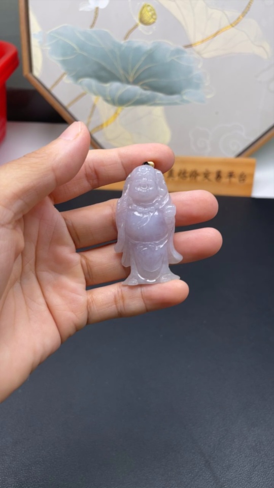 F46493227 Jadeite Buddha Pendant, Total Weight Approx. 23.6g Including Cord Weight
