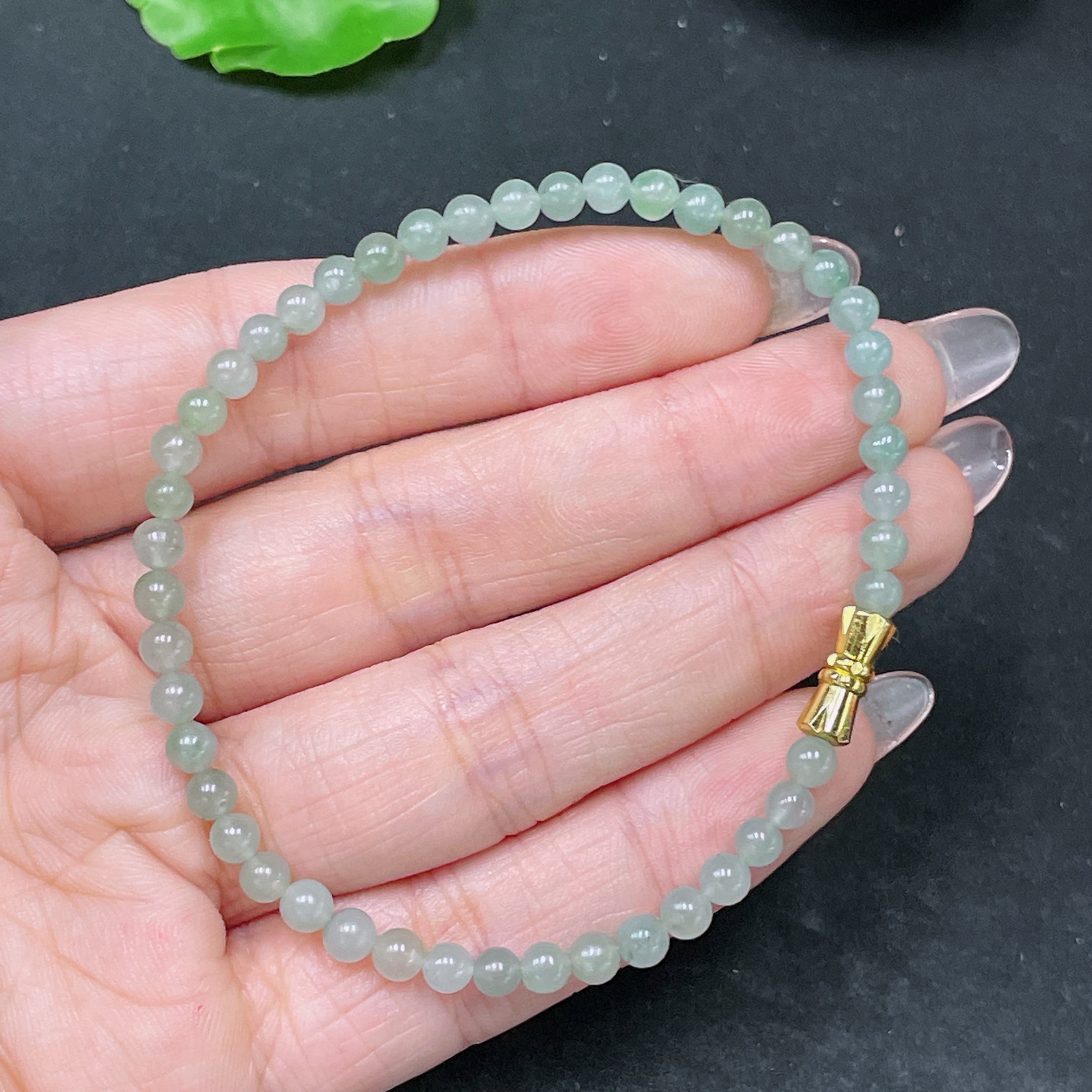 F34064676 Jadeite Bead Necklace Approx. 3.8mm Non-Gold Total Weight Approx. 6.1g