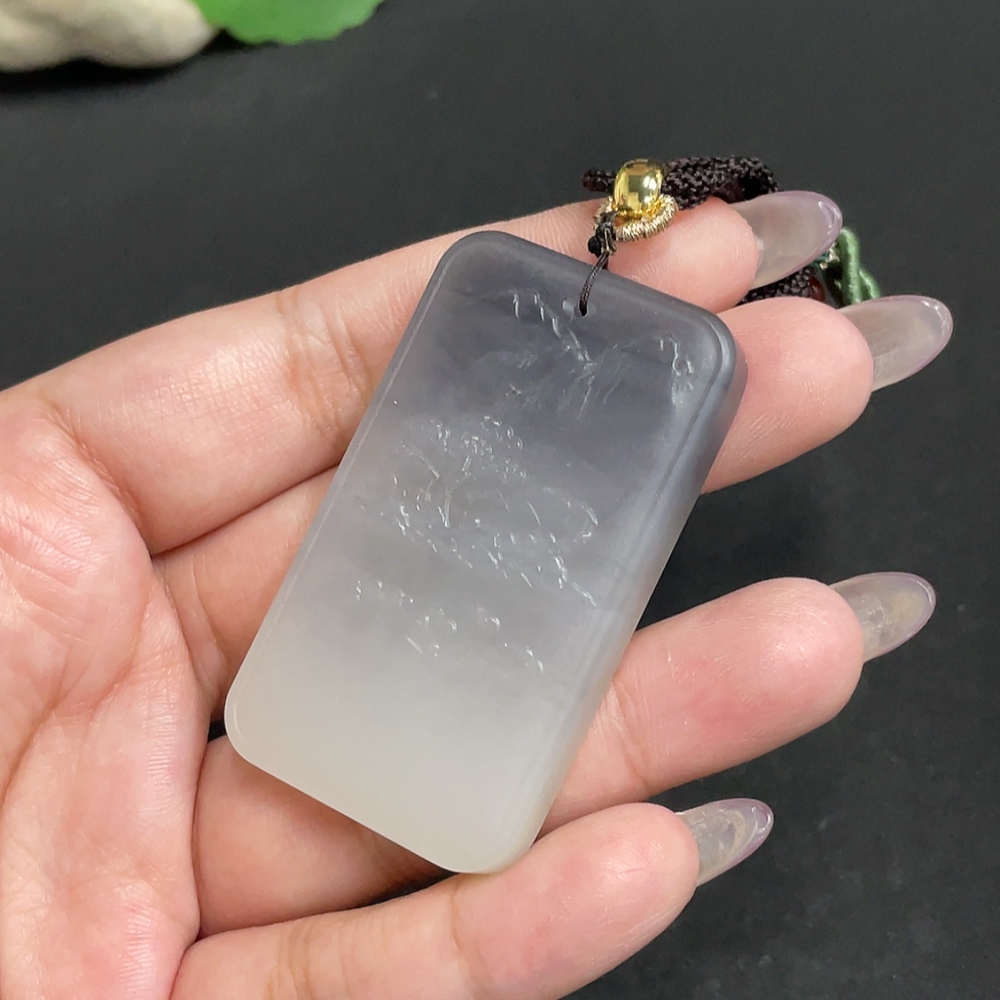 H34956432 Hetian Jade Pendant Landscape Total Weight Approx. [with Rope] 40g