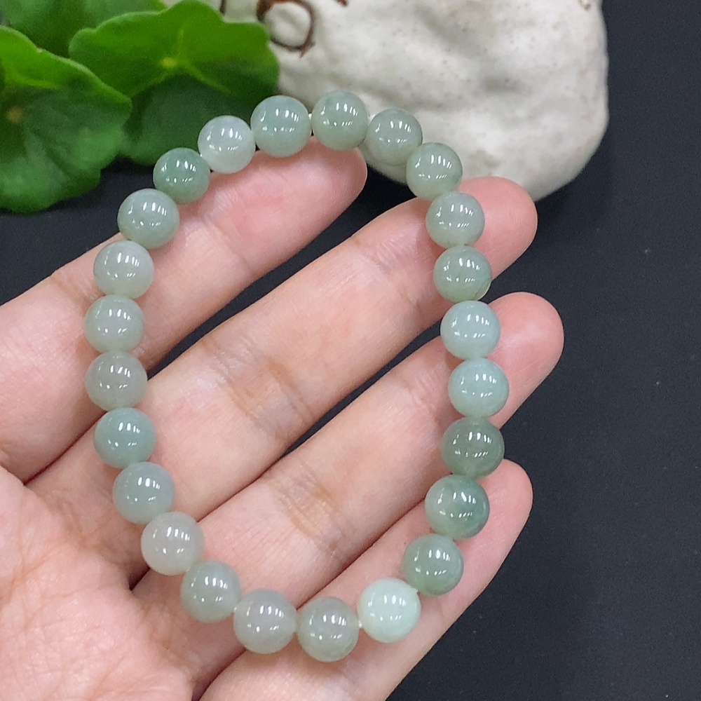 F34070704 Jadeite Bead Necklace Approx. 7.3mm Total Weight Approx. 18.2g