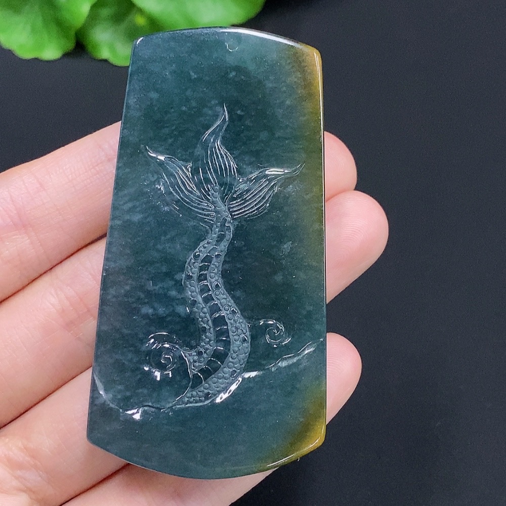 F30513032 Jadeite Imperial Dragon Guanyin Pendant