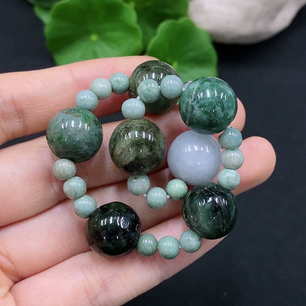 F29346882 Jadeite Bracelet Size 13/5mm Approx. Total Weight About 30.49g with Other Mineral Components