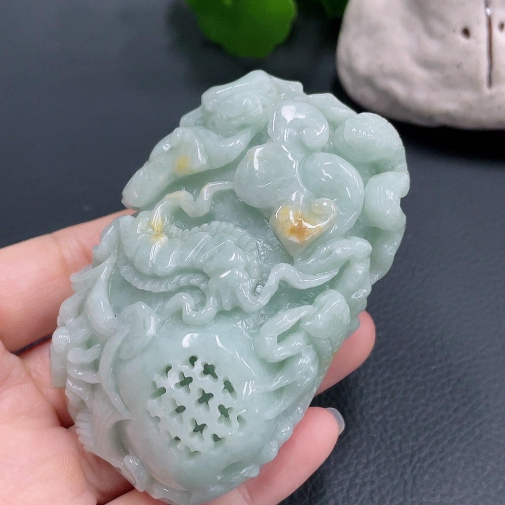 F23578788 Jadeite Handheld Piece, Color Origin Undetermined, Damaged, Total Weight 242.123g