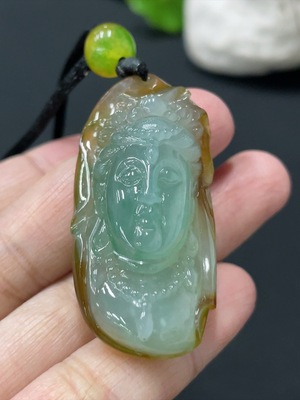 F29386644 Jadeite Guanyin Pendant, Total Weight Approx. 20g, Color Origin Undetermined, Beads Non-Grade A