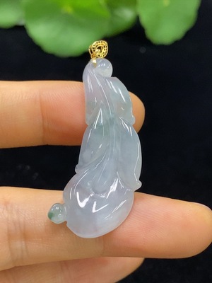 F34074713 Jadeite Leaf Pendant 18k Total Weight Approx.4.33g