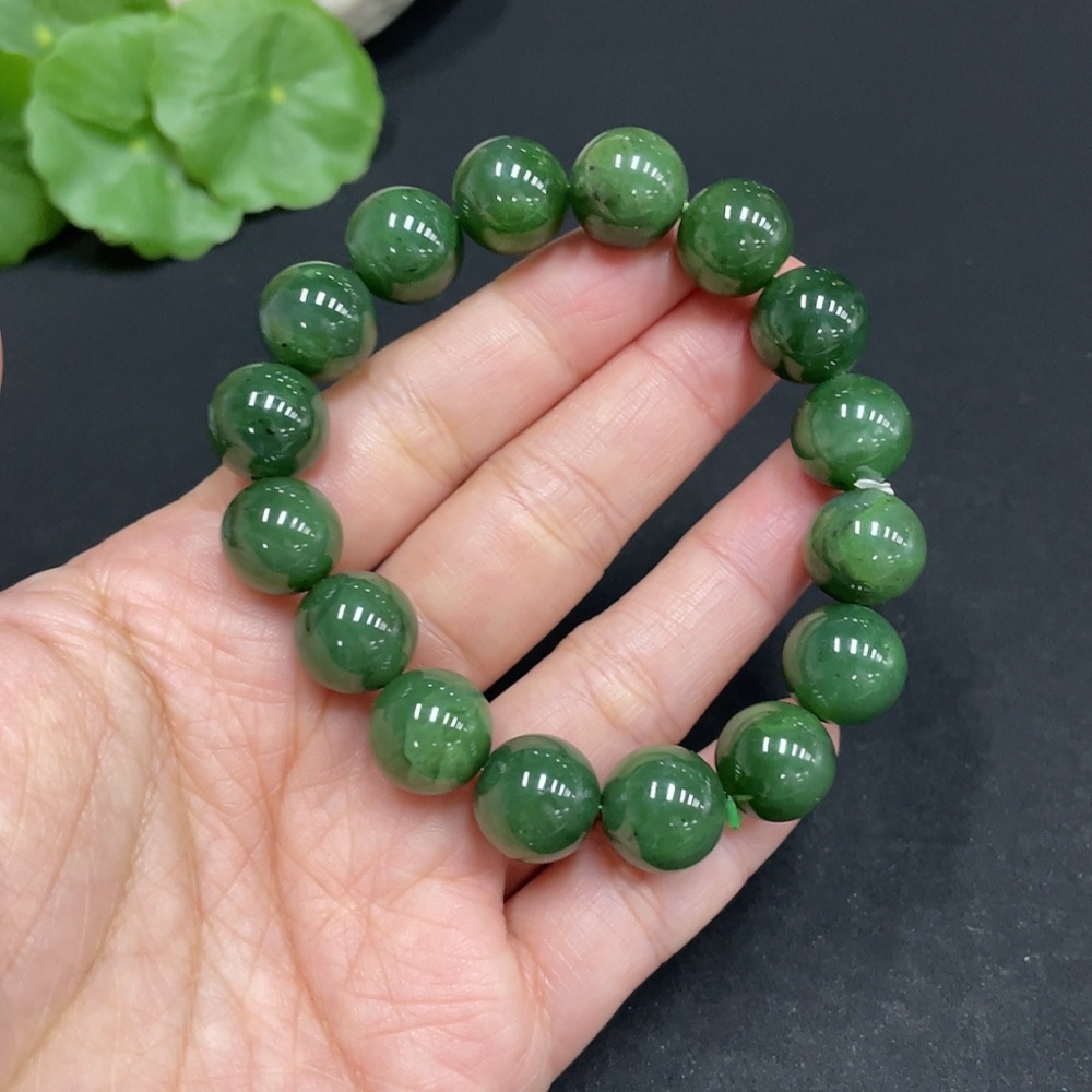 H35102411 Hetian Jade Jasper Bracelet approx. 11.9 mm Total Weight approx. 42.4g