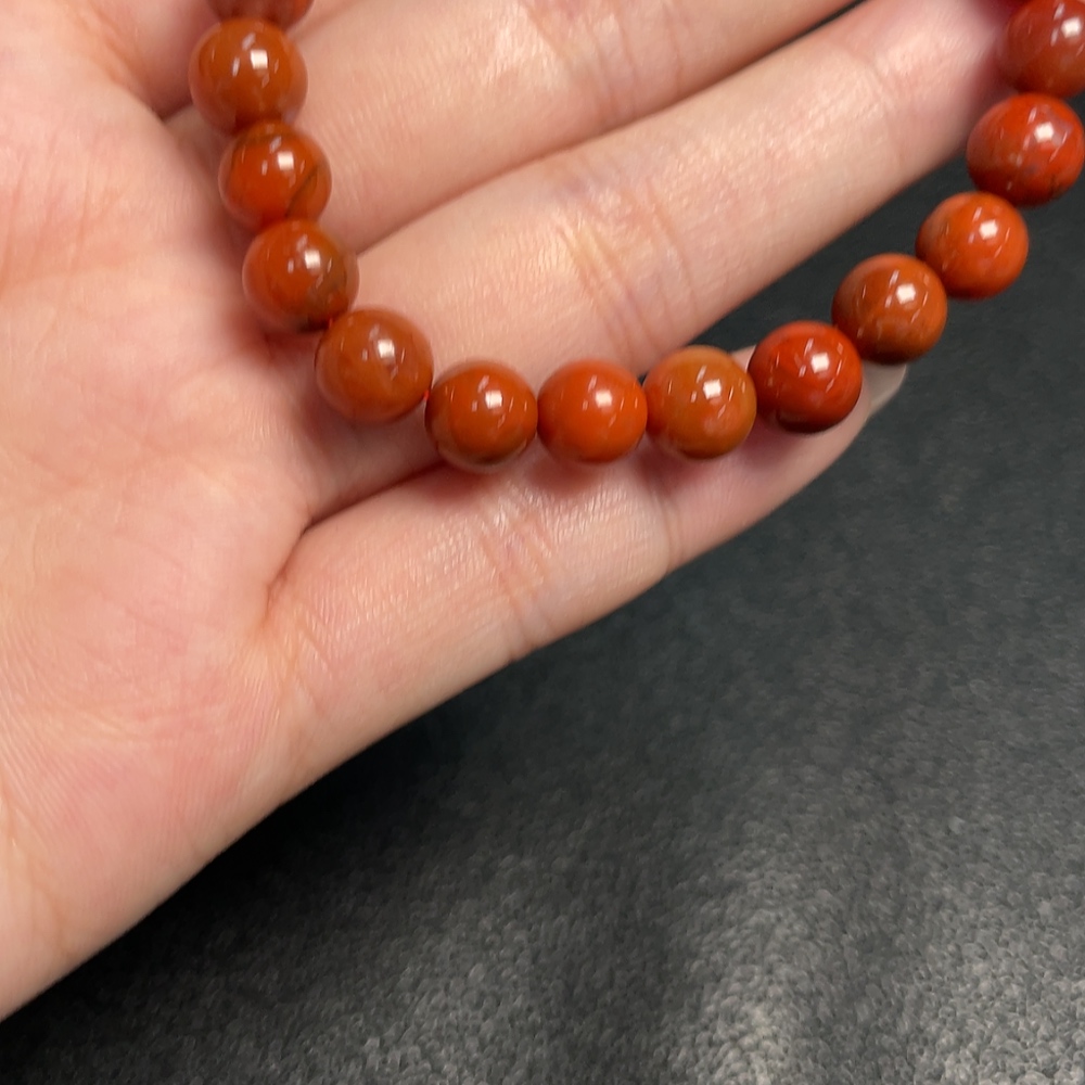 C33920622 Red Agate Bracelet with Visible Organic Matter, Total Weight Approx. 15.15g, Bead Size About 7.8mm