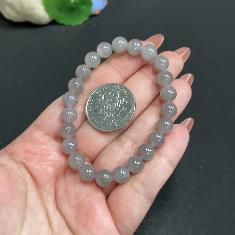 H34005349 Hetian Jade Bracelet, Approx. 7.6mm Beads, Total Weight About 17.3g