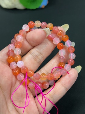 H41946981 盐源玛瑙手串 卡7.1mm左右 仅红色 货品总重约26.2g