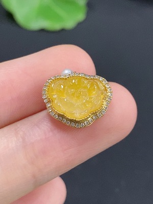 F42969283 翡翠镶嵌吊坠 18K金 配镶钻石 货品总重约1.2g